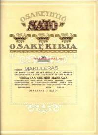 Sato  Oy    ,  500 mk  osakekirja, Helsinki 19XX