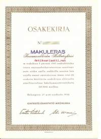 Kiinteistö Oy Mikonlinna  25 000 mk , osakekirja, Helsinki 27.9.1946