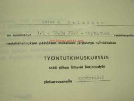 Valtionrautatiet, VR, Veturinlämmittäjä Ansioluettelo ym. Kaino Salminen