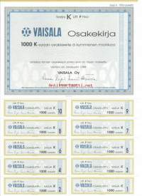 Vaisala Oy  L F 1000x10  mk K-sarja  , osakekirja, Vantaa 26.10.1988