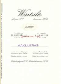 Wärtsilä Oy Ab, 50x300 mk   , osakekirja, Värtsilä 4.2.1941
