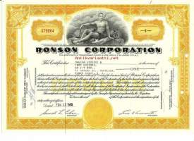 Ronson Corporation   osakekirja  USA 1966