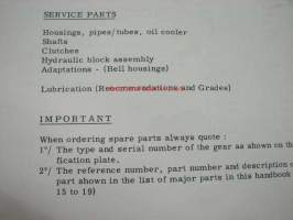 Masson ND-NE Reverse reduction gears, hydraulically controlled, instructions, operation, parts, service -käsikirja alennusvaihteelle