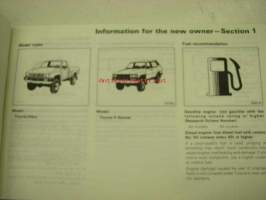 Toyota Hilux &amp; 4-Runner owner´s manual -käyttöohjekirja englanniksi
