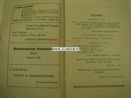 Pohjois-Hämeen Suojeluskuntapiirin XVIII Rata- ja kenttäurheilumestaruuskilpailut7-8.8.1937 Nokia -käsiohjelma