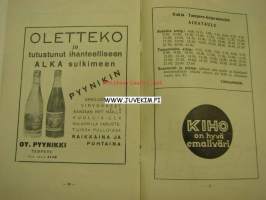 Pohjois-Hämeen Suojeluskuntapiirin XVIII Rata- ja kenttäurheilumestaruuskilpailut7-8.8.1937 Nokia -käsiohjelma