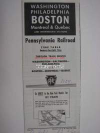 Washington-Philadelphia-Boston Pennsylvania Railroad -aikataulu