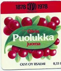 Puolukka juoma  - Olvi Oy,  juomaetiketti