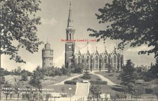 Kirkko ja vesitorni 1933 - paikkakuntakortti,  ei kulkenut