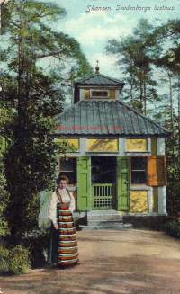Skansen  - paikkakuntakortti- , kulkenut  1908  merkki  loistoleima