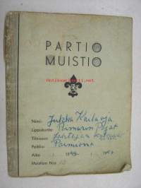 Partiomuistio Jukka Heikki Kailaoja, Ylä-Vista, Paimio, 1949