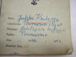 Partiomuistio Jukka Heikki Kailaoja, Ylä-Vista, Paimio, 1949