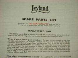 Leyland UE.400/60/2 Diesel engine 305/4 Spare parts list -varaosaluettelo englanniksi