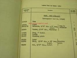 Leyland UE.400/60/2 Diesel engine 305/4 Spare parts list -varaosaluettelo englanniksi