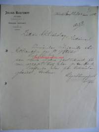 Julius Bustorff Helsinki 28.11.1908 -asiakirja