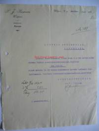 P.J. Pesonen Viipuri 9.11.1908 -asiakirja