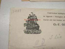 Höyrylaiva J.L. Runeberg / Oskar Durchman 22.9.1928 -konossomentti / laivarahtikirja &quot;likörer&quot;