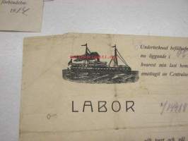 Höyrylaiva J.L. Runeberg / Labor 4.4.1924 -konossomentti / laivarahtikirja &quot;frö&quot;