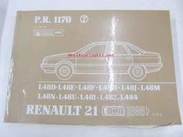 Renault 21  1986&gt;  P.R. 1170 7  L48D, L48E, L48F, L48H, L48J, L48M, L48N, L48U, L481, L482, L484 8/1991 varaosaluettelo