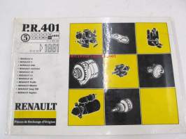 Renault 4, 5, F40, X57 (Clio), 19, 21, 25, Trafic, Master, Jeep (XJ), Espace &gt; 1991  P.R. 401 5 12/1991 varaosaluettelo