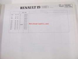 Renault 19 1989&gt;1990  P.R. 1212 2 C53B, C53C, C53E, C53M, C53P, C530, C531, C532, C533, C534, C537, C539, S530, S534, S537 9/1989 varaosaluettelo