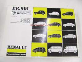 Renault 4, 5, Express, Clio, 19, 21, Nevada, Safrane, Espace (J63.), Trafic, Master &gt;1993  P.R. 901 11  7/1992 varaosaluettelo