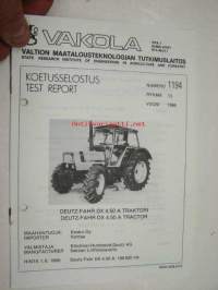 Deutz-Fahr DX 4.50 A Vakola koetusselostus 1194 1986