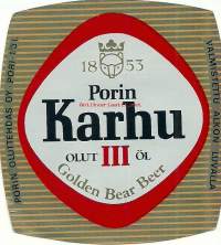 Porin Karhu olut  III  -  olutetiketti