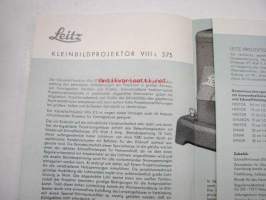 Leitz VIII S 375 Watt Kleinbildprojektor -esite saksan kielellä