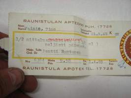 Raunistulan Apteekki Turku, 1.4.1969 -apteekkisignatuuri