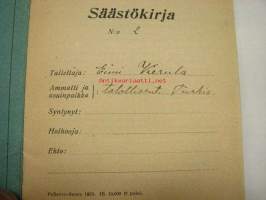 Pyhältö-Turkian Osuuskassa -Säästökirja nr 2, talollisentytär, Turkia