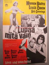 Lupaa mitä vain -elokuvajuliste, Warren Beatty, Leslie Caron, Bob Cummings