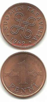 1 penni  1969 Cu