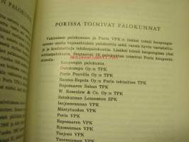 Porin Vapaaehtoinen Palokunta ry 1863-1963 historiikki, satavuotisjuhlan käsiohjelma, osallistujamerkki