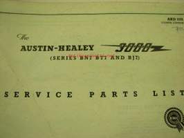 Austin Healey 3000, BN7, BT7, BJ7 Service parts list 4th edition -varaosaluettelo
