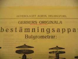 Gerberin rasvanmääräyskoneita Agros myyntiesite v. 1910