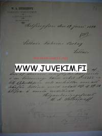 W.A. Sittnikoff&#039;s Skrädderi-Etablissement Helsingfors/Helsinki 19.6.1890 -asiakirja