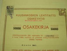 Kuusankosken Lehtitaitto Oy, Kuusankoski 1962, 50 000 mk, osakkeet nr 1764-1813 -osakekirja