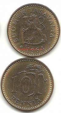 10 penniä  1964