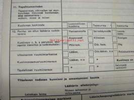 Kuolintodistus -käyttämätön lomake 1960-luvulta