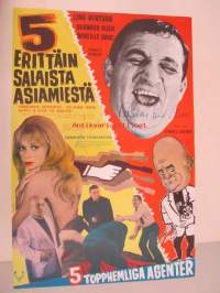 5 erittäin salaista asiamiestä - 5 topphemliga agenter -elokuvajuliste, Lino Ventura, Bernard Blier, Mireille Darc, Georges Lautner