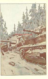 Suomussalmi -  sotilaskortti ,  taiteilijakortti Nils Wikberg -42  - kulkematon