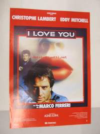 I love you -elokuvajuliste, Christophe Lambert, Eddy Mitchell, Agnes Soral, Marco Ferreri
