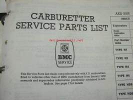 BMC / SU Carburetters -BMC-autoihin asennettujen SU-kaasuttimien räjäytyskuvat / varaosaluettelot