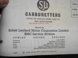 BMC / SU Carburetters -BMC-autoihin asennettujen SU-kaasuttimien räjäytyskuvat / varaosaluettelot