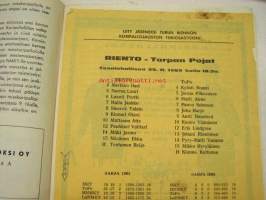 Turun Riento koripallo mestaruussarja 1962 -käsiohjelma