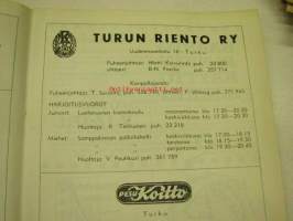 Turun Riento koripallo mestaruussarja 1970 -käsiohjelma