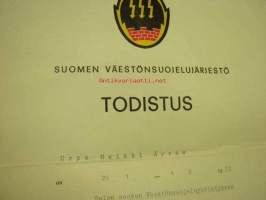 Suomen väestönsuojelujärjestö, omatoimisen väestönsuojelun peruskurssi - todistus Urpo Äyräs, 1972