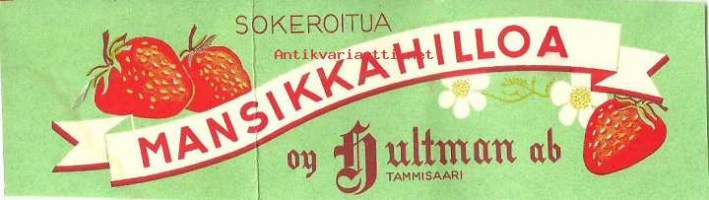 Mansikkahilloa-   tuote-etiketti