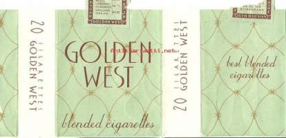 Golden West  - tupakkaetiketti,  avattu tuotepaketti -kääre